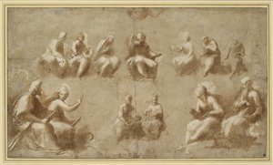 Christ et les saints en gloire (étude pour la Disputa) - Raffaello Sanzio Raphael